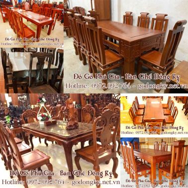 Các mẫu bàn ăn hình chữ nhật đồ gỗ đồng kỵ