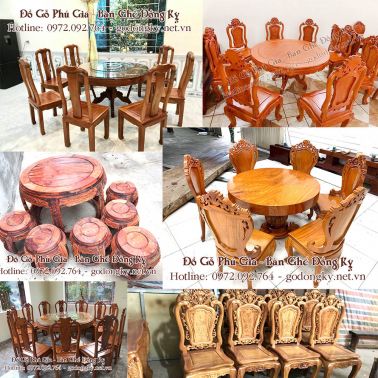 Tổng hợp các mẫu bàn ghế phòng ăn mặt tròn đồ gỗ đồng kỵ