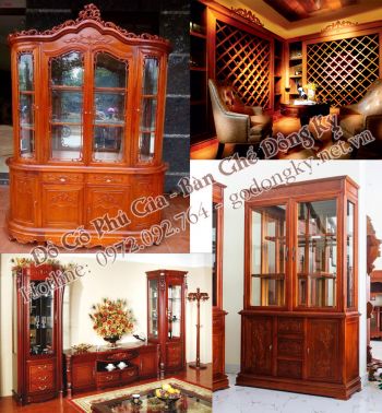 Nội thất phòng khách sang trọng với tủ bày rượu bằng gỗ