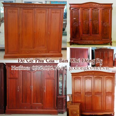 Mẫu tủ quần áo 3 buồng 4 cánh bắt mắt người nhìn