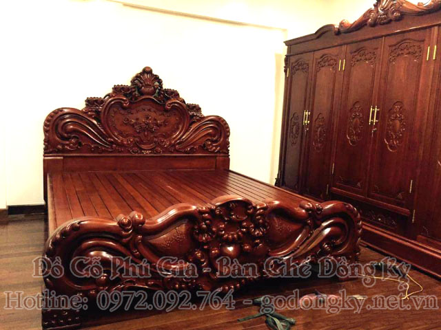 giường kiểu mẫu hồng gỗ hương
