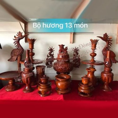 Bộ Đèn Thờ Bằng Gỗ Hương 13 Món