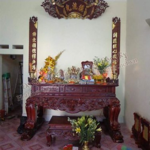 Sập Thờ Tứ Linh Chân 18 Gỗ Gụ