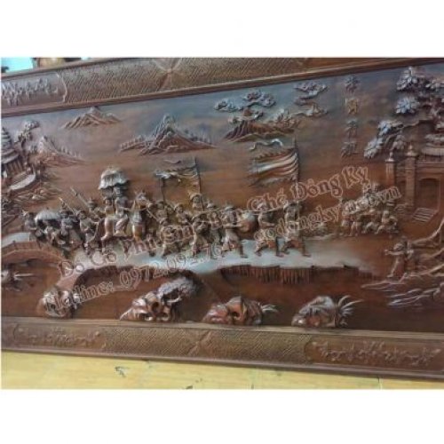Tranh đục vinh quy bái tổ gỗ gụ