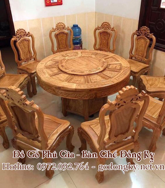 Nội, ngoại thất: Tổng hợp các mẫu bàn ghế phòng ăn mặt tròn đồ gỗ đồng kỵ 11