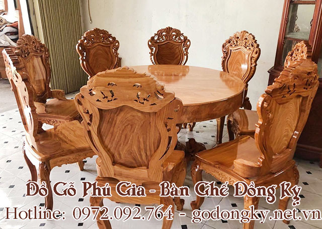Nội, ngoại thất: Tổng hợp các mẫu bàn ghế phòng ăn mặt tròn đồ gỗ đồng kỵ 16