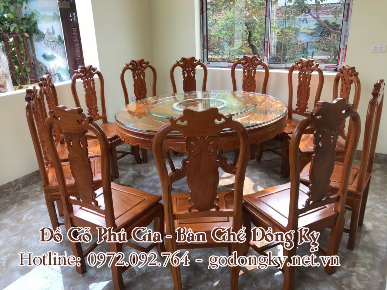 Nội, ngoại thất: Tổng hợp các mẫu bàn ghế phòng ăn mặt tròn đồ gỗ đồng kỵ 20