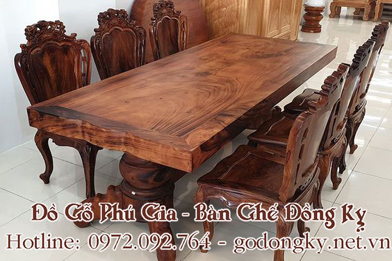 bộ bàn ghế phòng ăn nguyên khối gỗ cẩm lai