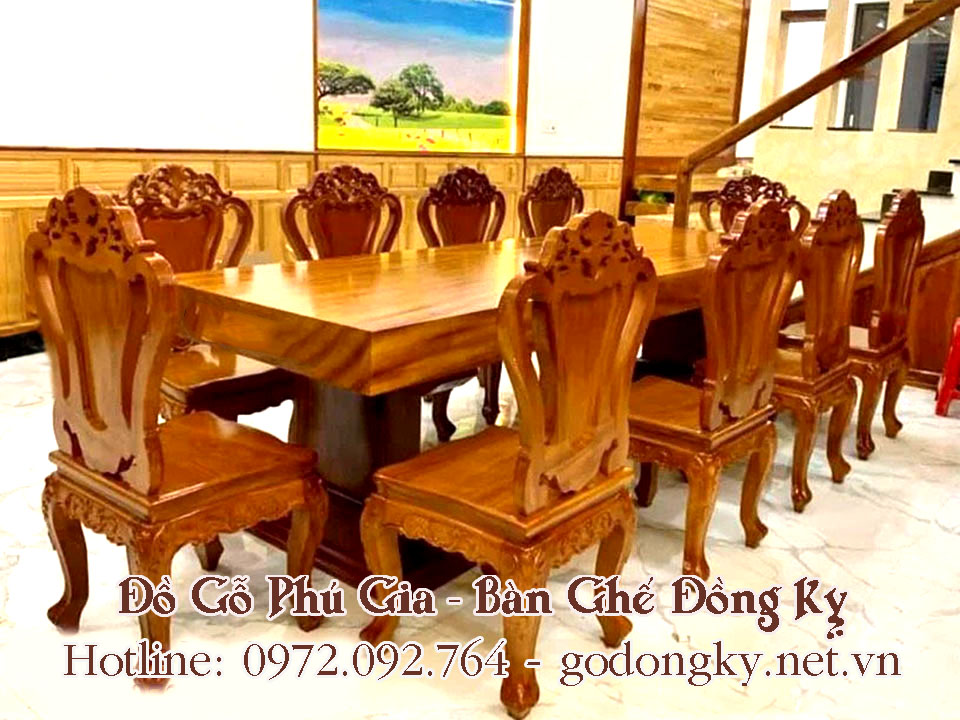 bộ bàn ăn phòng khách nguyên tấm đồ gỗ đồng kỵ